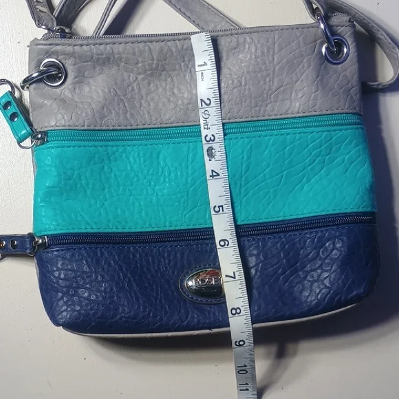 Rosetti Stylish Gray, Teal, and Blue Women's Crossbody Bag - Picture 6 of 9